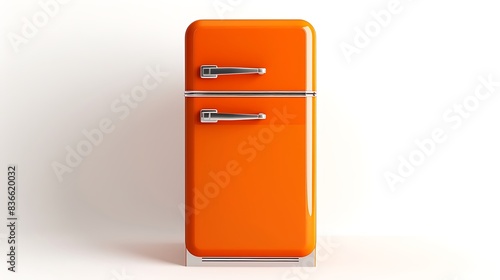 Isolated orange fridge on white background.