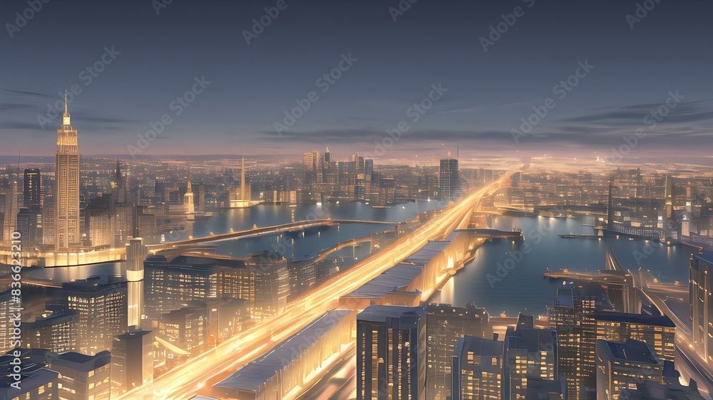 Fototapeta premium 夜の都市景_17 (night city landscape_17)