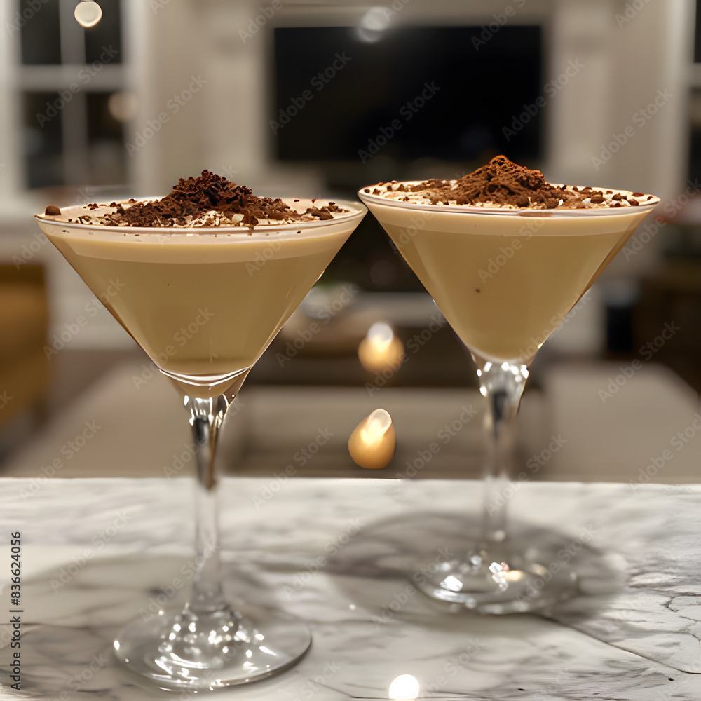 chocolate mousse in glass. Generative AI chocolate mousse in glass. Generative AI