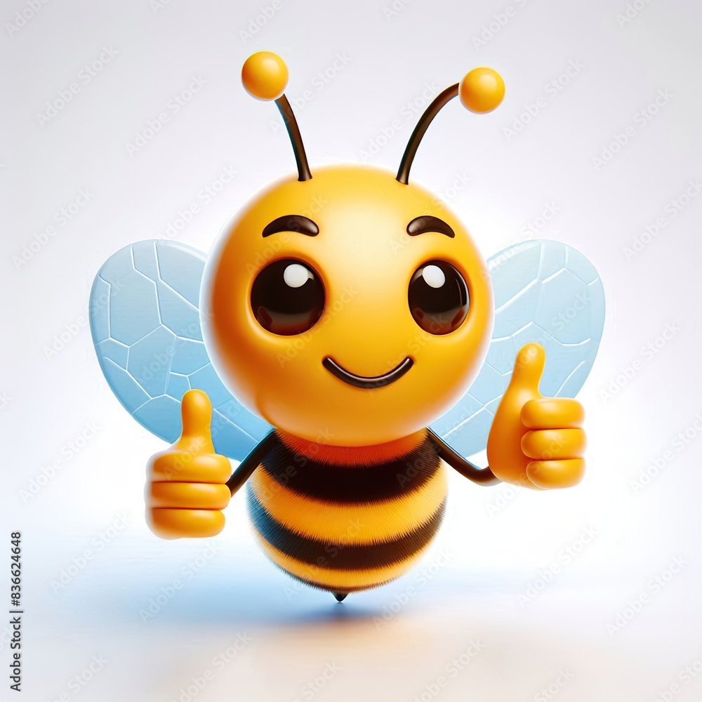 a 3D bumblebee emoji thumbs up on a white background a 3D bumblebee emoji thumbs up on a white background