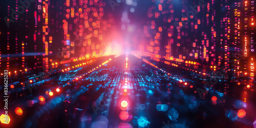 Digital background for tech, AI, neural networks, data, audio, graphics