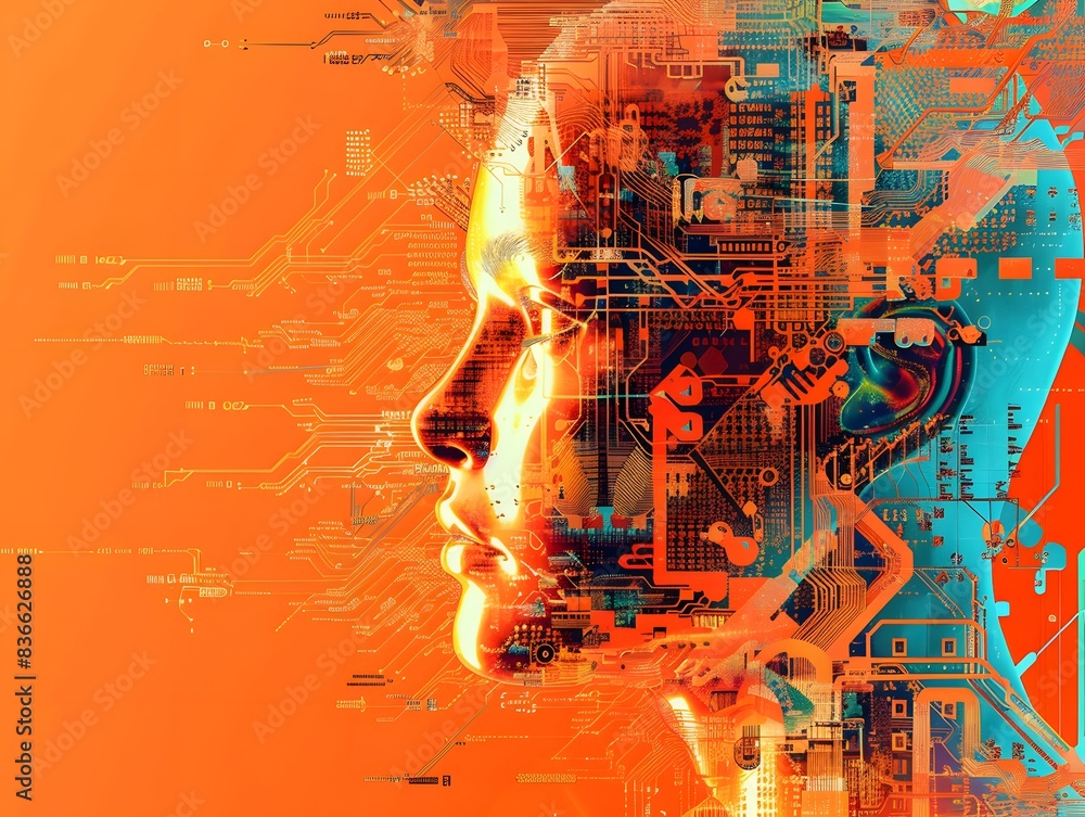 Obraz premium Illustration of Applying AI and ML algorithms to analyze data and optimize industrial processes, improve quality control, and enhance production efficiency. Ai Generate.