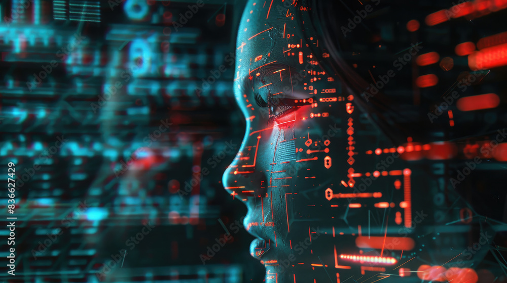 Glitching Graphics on Digital Device Showing Female Hacked Face Alert Glitching Graphics on Digital Device Showing Female Hacked Face Alert