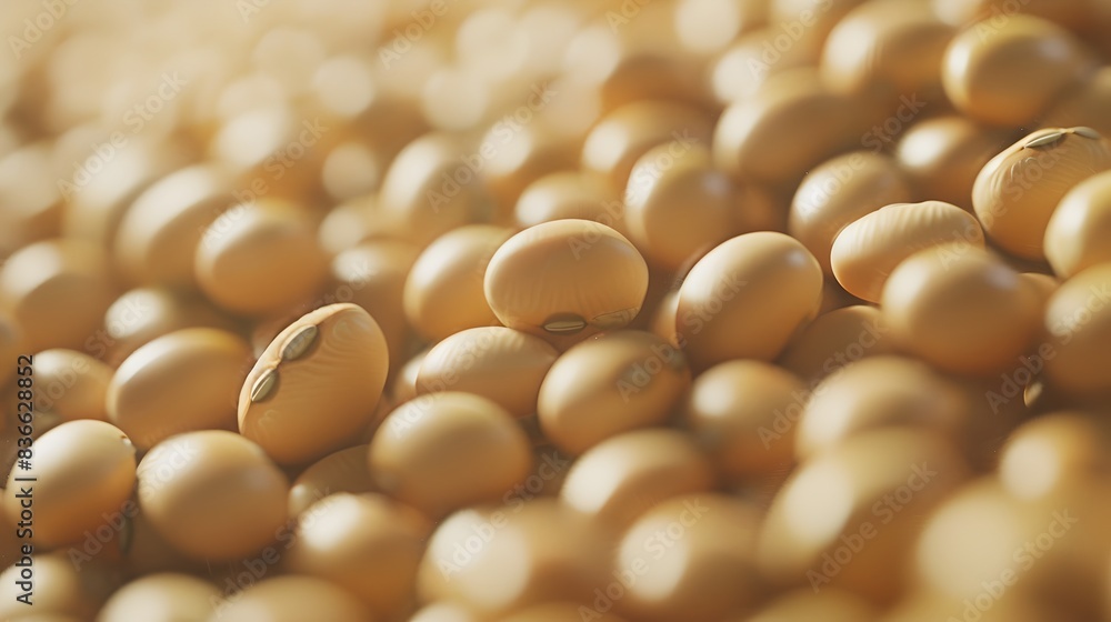 Close-up of Golden Soybeans Heap with Selective Focus Close-up of Golden Soybeans Heap with Selective Focus