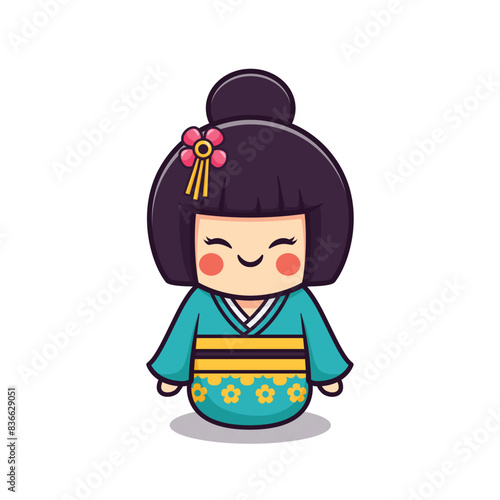 cartoon illustration design of kokeshi doll