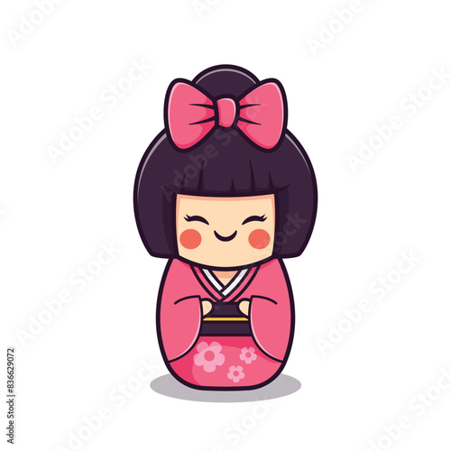 cartoon illustration design of kokeshi doll