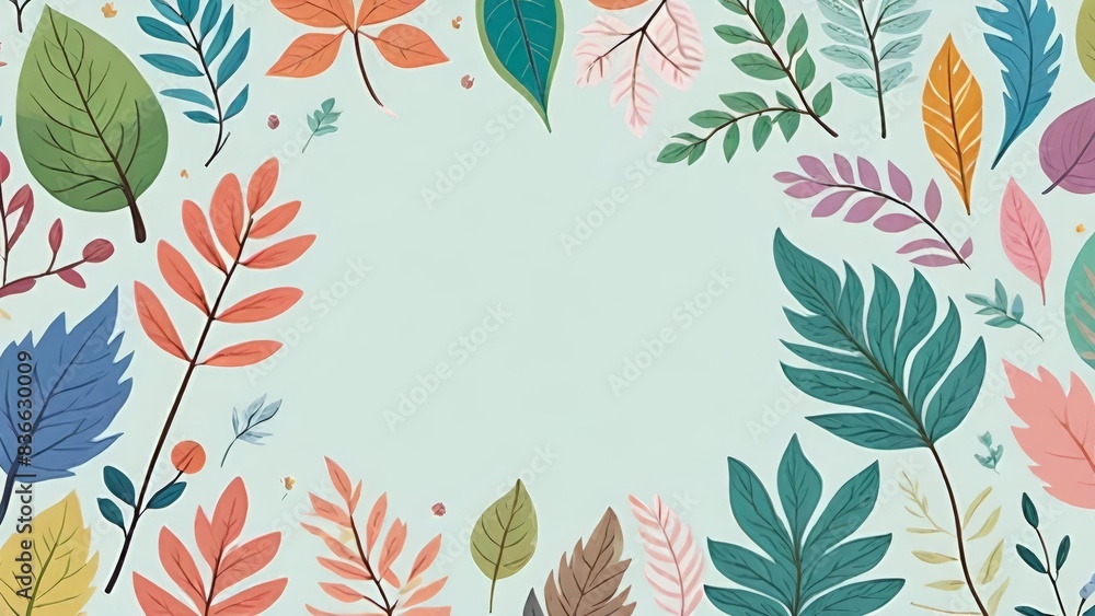 Fototapeta premium Leaf border, botanical frame, leaf illustration