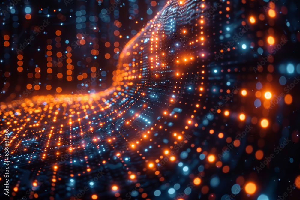 Obraz premium Digital background for tech, AI, neural networks, data, audio, graphics