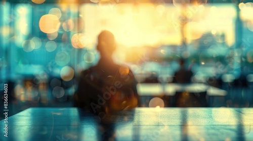 business  office  blur  interior  abstract  indoor  meeting  background  blurred  discussing. two silhouettes of businessmen in a modern office discussing further and new deals business. Generated AI