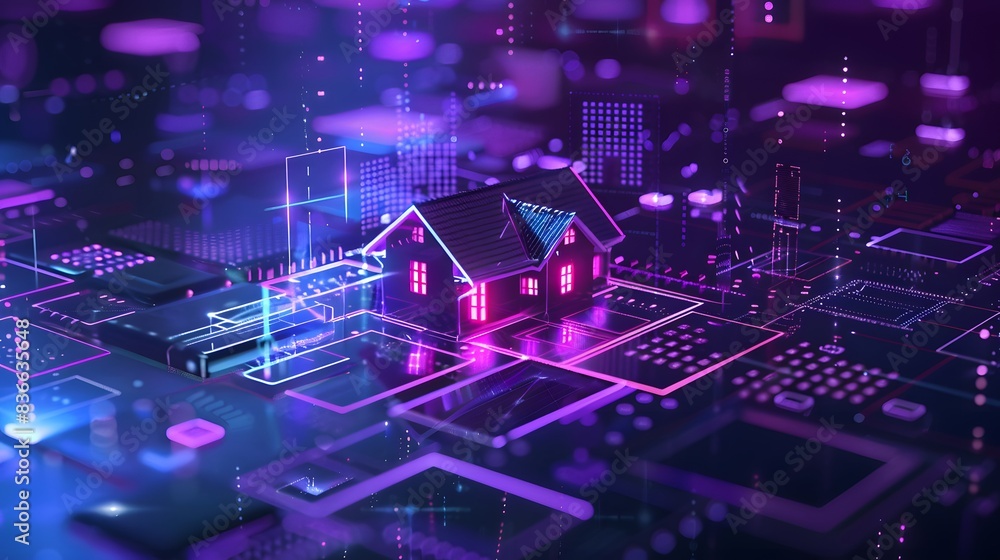House in a Technology, Smart Home design, House with technology line, which in Generate AI House in a Technology, Smart Home design, House with technology line, which in Generate AI