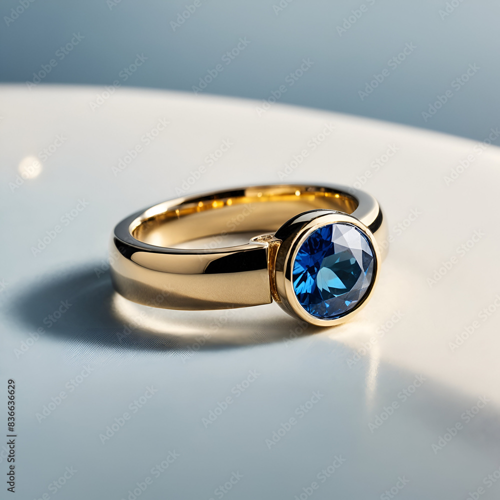 A stunning ring design adorned with a bright blue gemstone A stunning ring design adorned with a bright blue gemstone