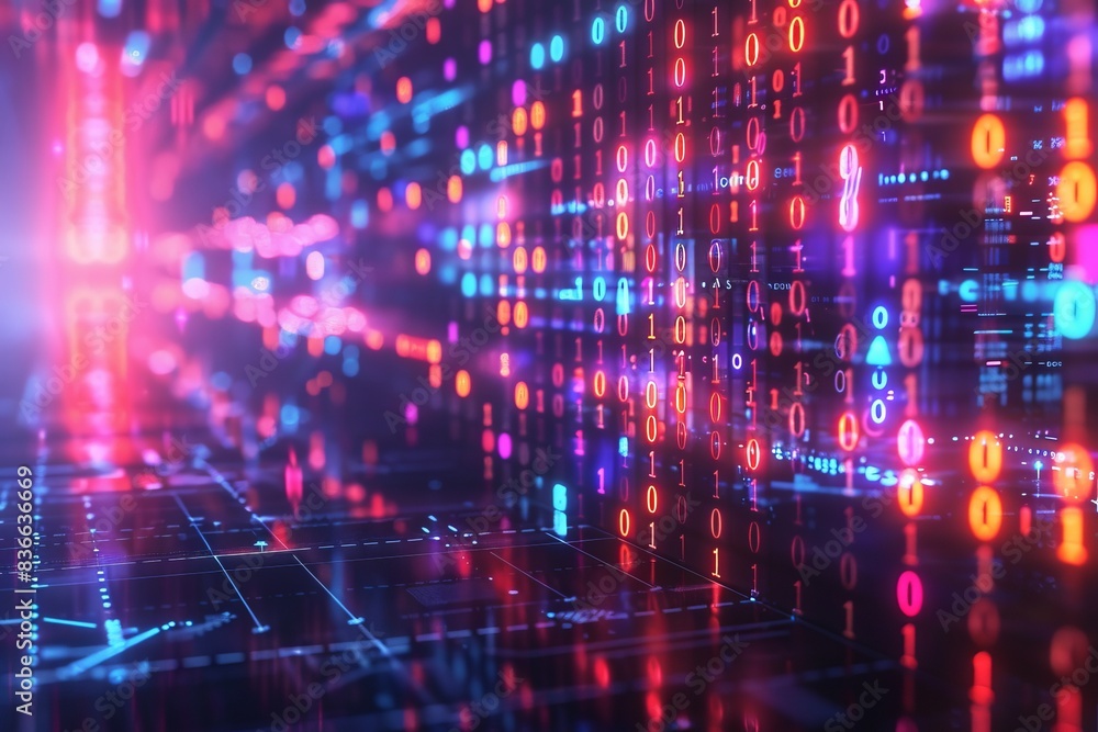 Digital Binary Technology Background created with Generative AI Digital Binary Technology Background created with Generative AI