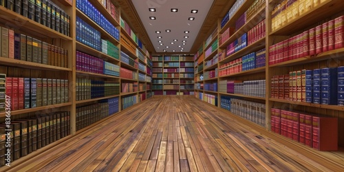 bookshelves filled with books in an empty library