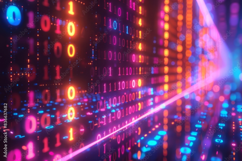 Digital Binary Technology Background created with Generative AI Digital Binary Technology Background created with Generative AI