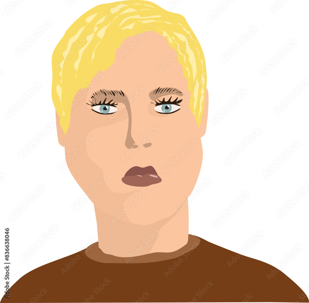 Avatar Cartoon Person Face Shemale Blond. Vector illustration, avatar for insertion, banner, doodle and other applications where you need an avatar blond with gray eyes and a short haircut. Avatar Cartoon Person Face Shemale Blond. Vector illustration, avatar for insertion, banner, doodle and other applications where you need an avatar blond with gray eyes and a short haircut.