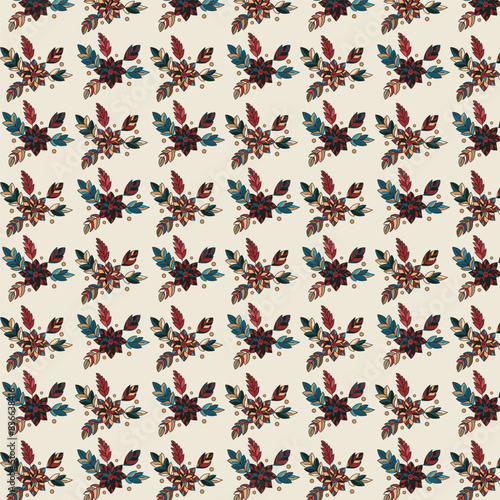 colourful floral seamless pattern with deep grey background for women cloths design and others textile industry. vector illustration.