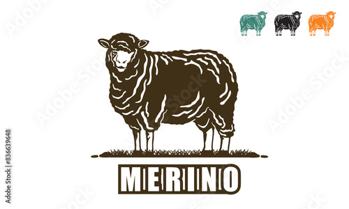GREAT MERINO SHEEP LOGO, silhouette of best wool maker vector illustrations