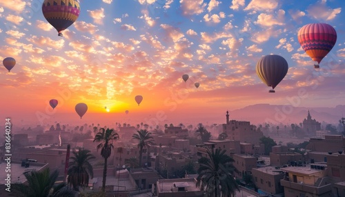 Enchanting Sunrise: Hot Air Balloons Over Luxor, Egypt - April 21, 2021