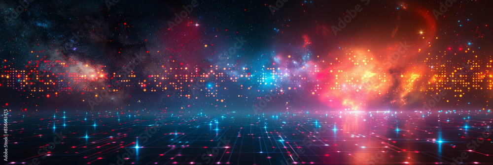 Digital background for tech, AI, neural networks, data, audio, graphics
