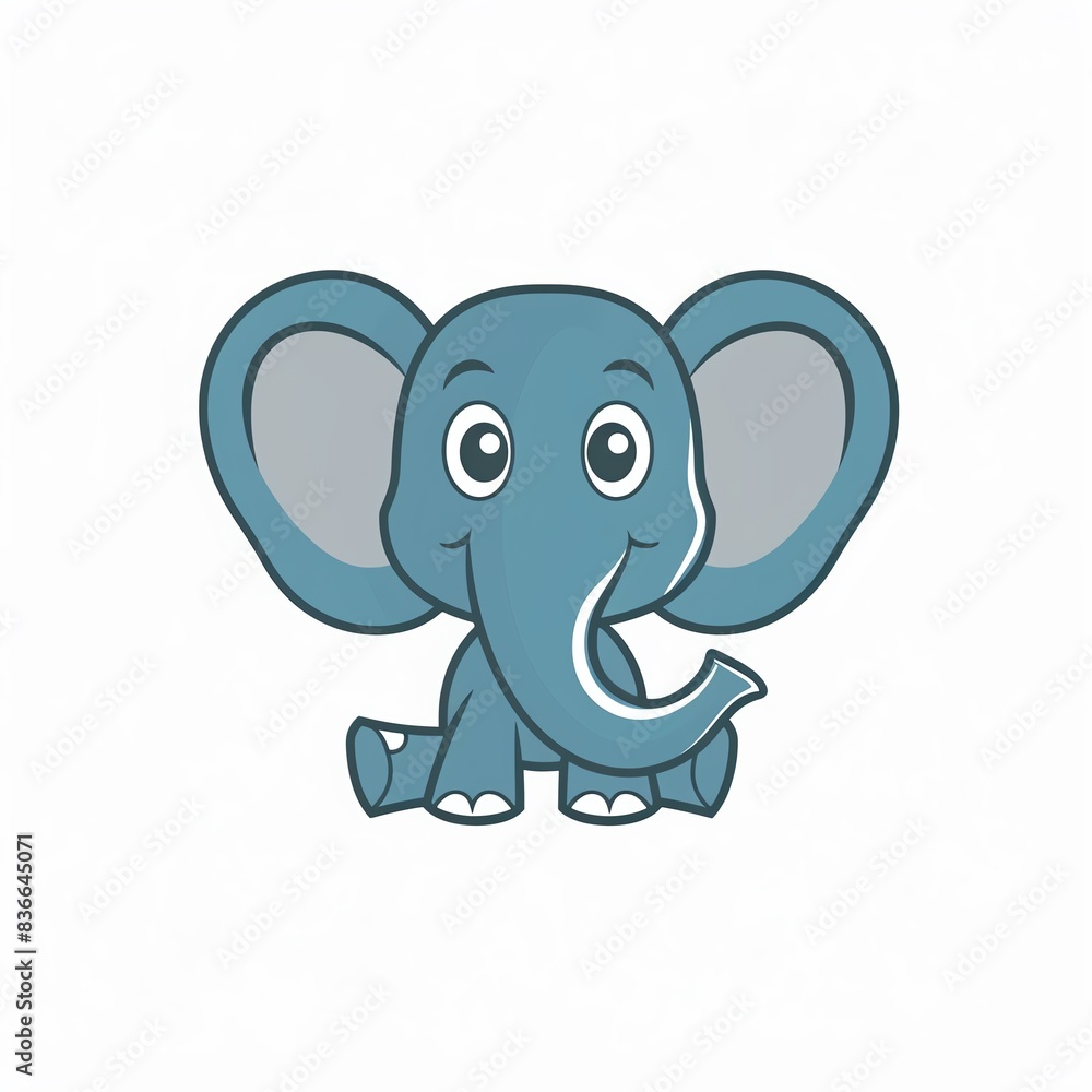 Cute cartoon elephant with big ears and a smile. Cute cartoon elephant with big ears and a smile.
