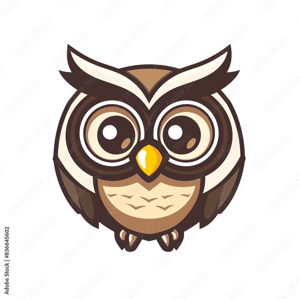 Cute cartoon owl with big eyes and brown feathers. Cute cartoon owl with big eyes and brown feathers.