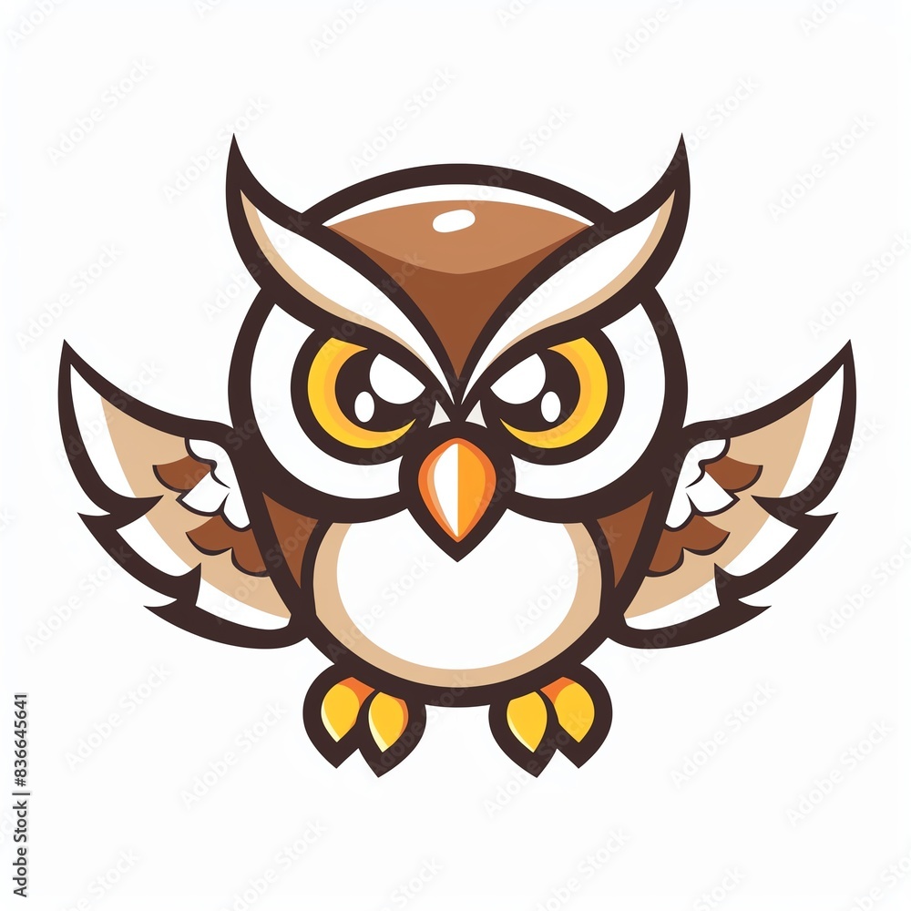 Cute cartoon owl with big eyes and wings spread out. Cute cartoon owl with big eyes and wings spread out.