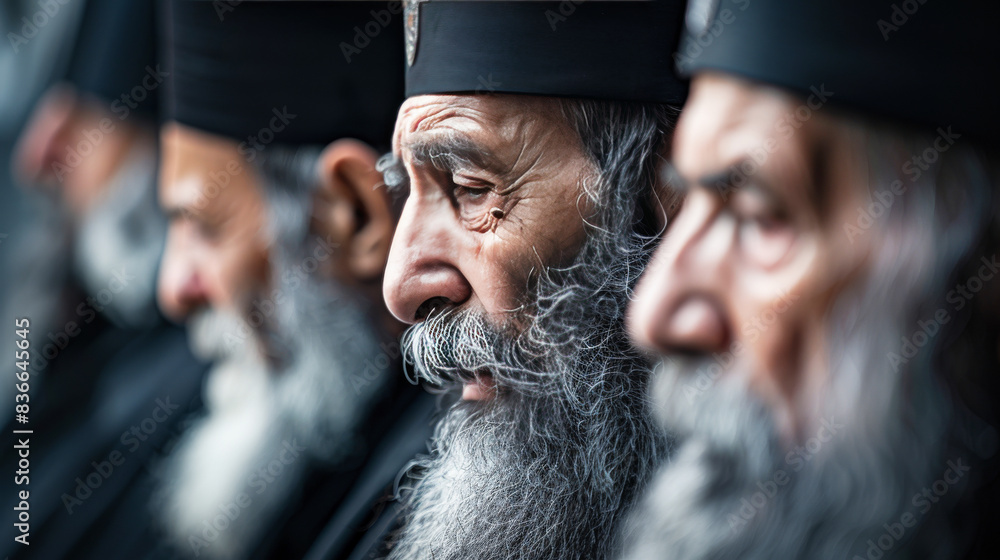 Fototapeta premium Three old orthodox monks