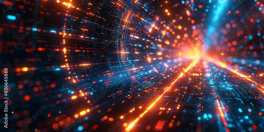 Obraz premium Digital background for tech, AI, neural networks, data, audio, graphics