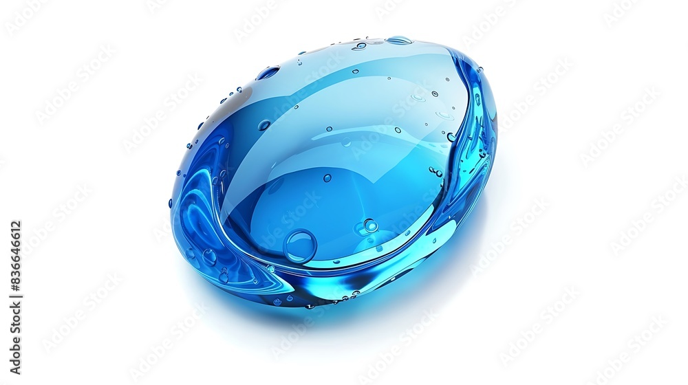 Single blue water droplet, crisp and detailed, isolated on white. Single blue water droplet, crisp and detailed, isolated on white.