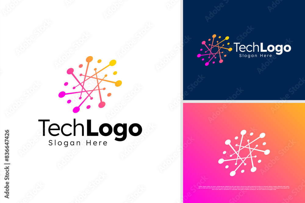 Circle pixel technology logo design concept, technology logo template Circle pixel technology logo design concept, technology logo template