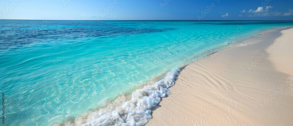 The ocean is calm and the water is blue The ocean is calm and the water is blue