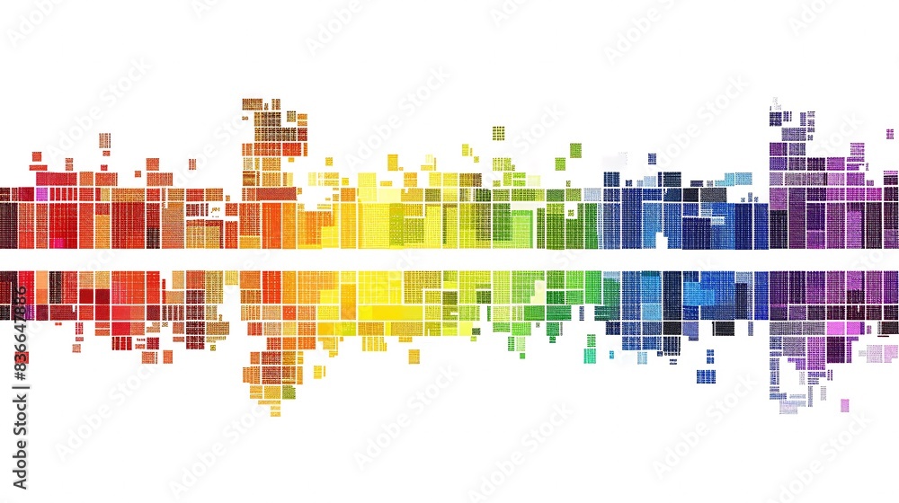 Border of pixel art equal signs in rainbow colors