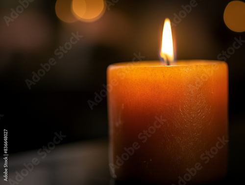 lilted  flame burning  Candles in the dark room  photo