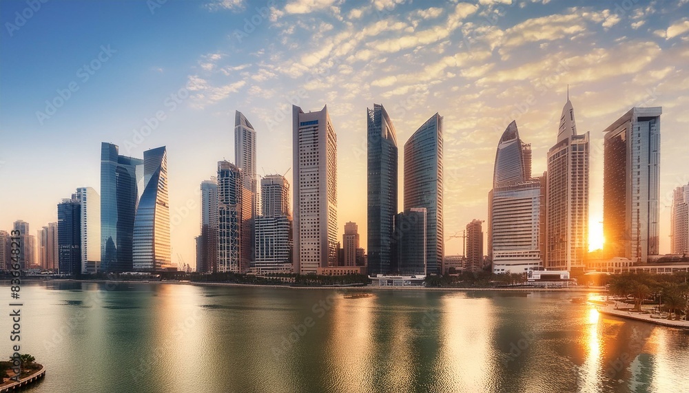 Obraz premium city skyline at sunset