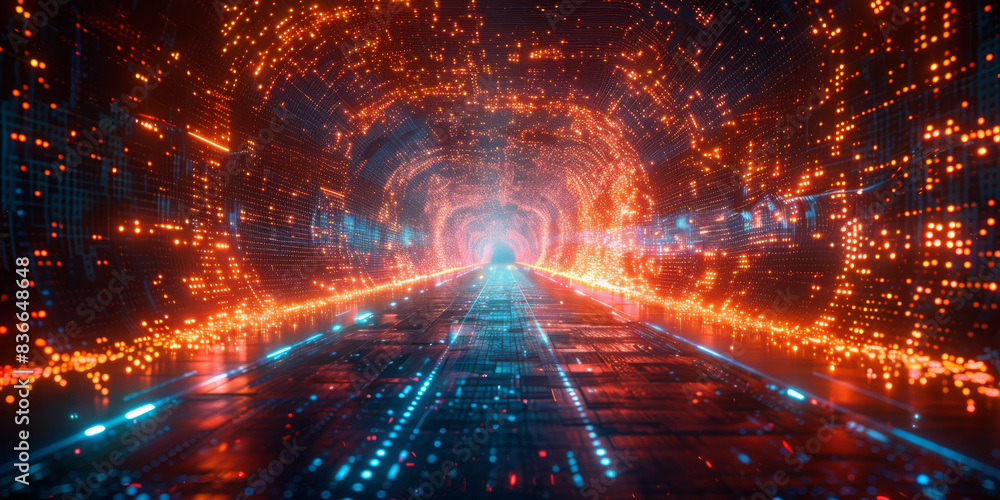 Fototapeta premium Digital background for tech, AI, neural networks, data, audio, graphics