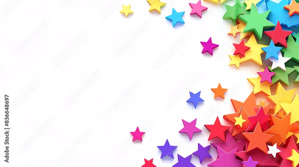 Border with 3D rainbow stars Border with 3D rainbow stars
