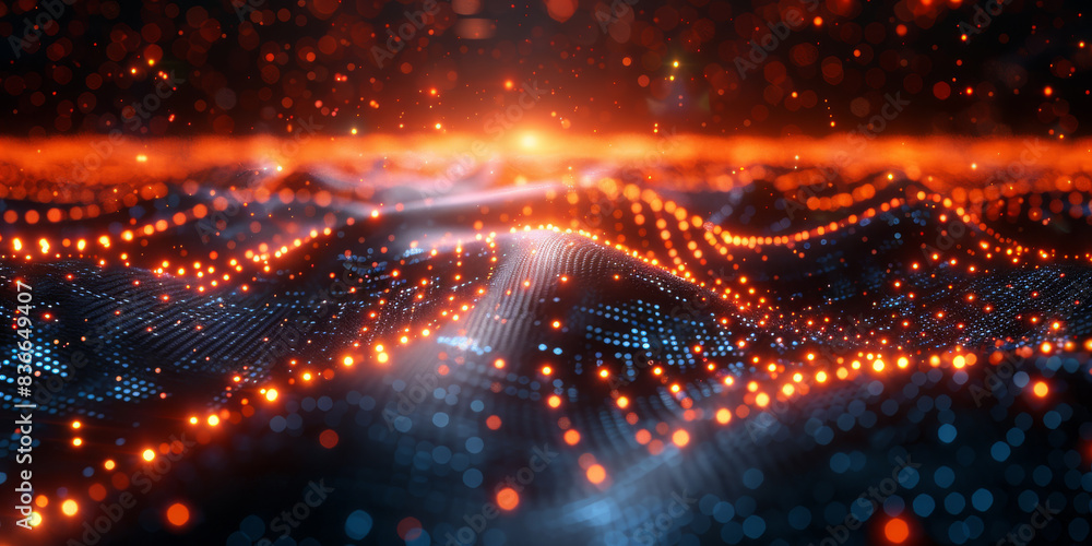 Obraz premium Digital background for tech, AI, neural networks, data, audio, graphics