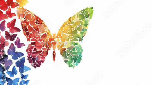 Butterflyshaped border filled with rainbow colors photo