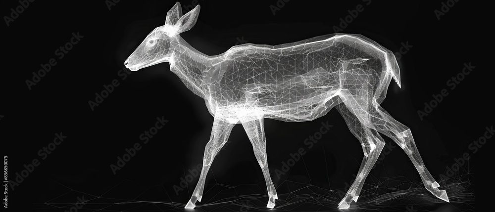 Abstract white deer silhouette on black background. Abstract white deer silhouette on black background.
