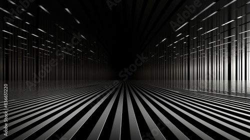 Abstract barcode scanlines design with high contrast black and white colors for modern digital illustration. photo