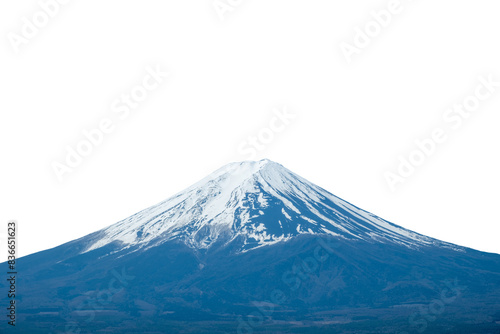 Fuji Mountain in Japan, snow capped peak in Spring isolated on white transparent 