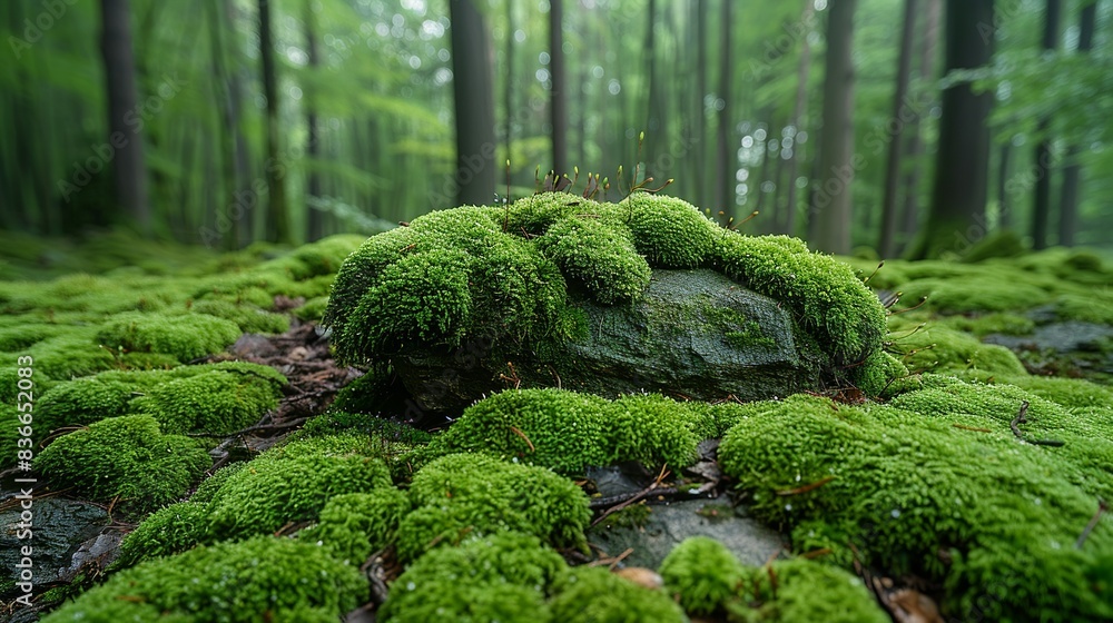A close-up of a moss-covered rock in a forest, highlighting the intricate textures and details of natural elements. Minimal and Simple, A close-up of a moss-covered rock in a forest, highlighting the intricate textures and details of natural elements. Minimal and Simple,