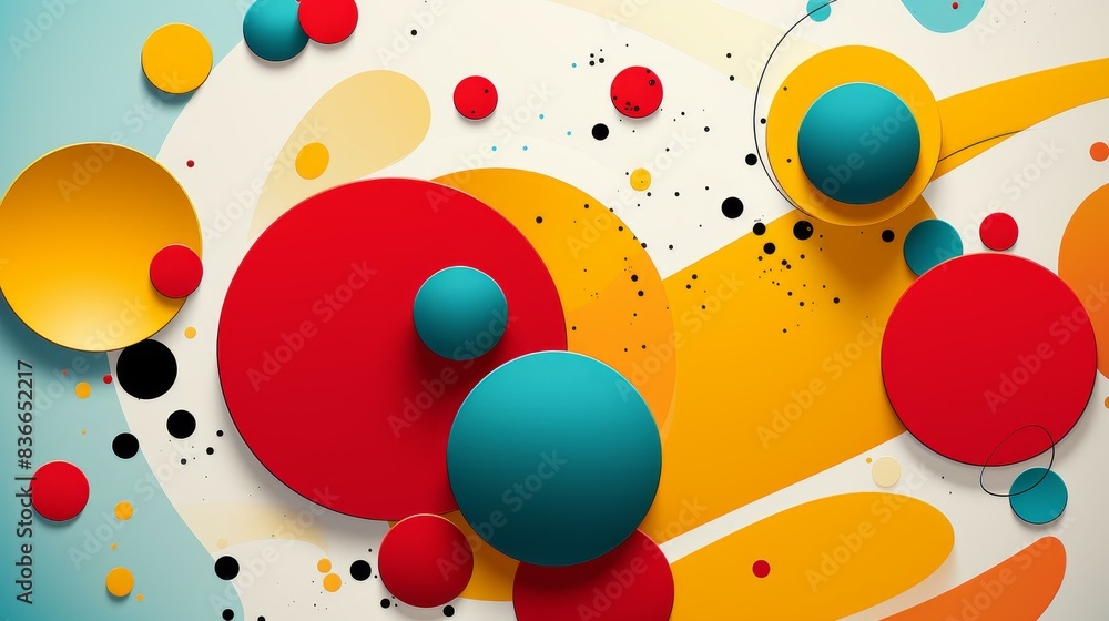 Vibrant abstract polka dot illustration with bold lines, flat texture, high detail, and dynamic shapes. Vibrant abstract polka dot illustration with bold lines, flat texture, high detail, and dynamic shapes.