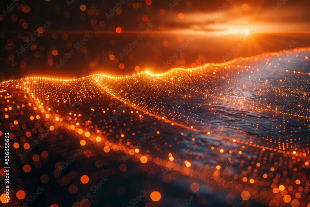 Obraz premium Digital background for tech, AI, neural networks, data, audio, graphics