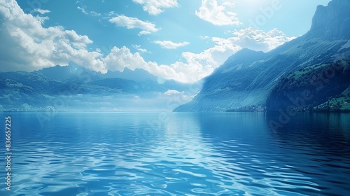 Blue water panorama background