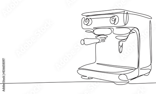 Coffee Machine one line continuous. Line art coffee equipment. Hand drawn vector art.