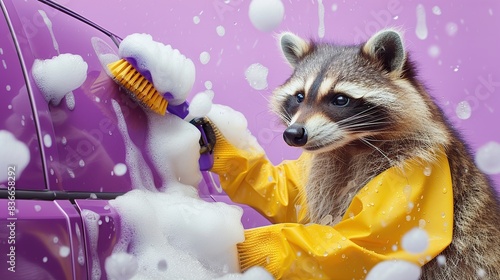 car wash, car cleaning on a purple background