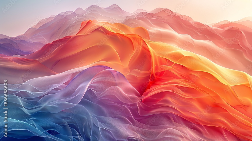 Intersecting waves of color, with each wave in a different gradient, creating a sense of motion and fluidity. Minimal and Simple, Intersecting waves of color, with each wave in a different gradient, creating a sense of motion and fluidity. Minimal and Simple,