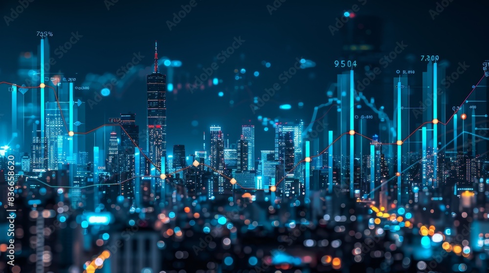 Fototapeta premium The illuminated financial skyline