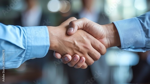 Business Partners Shaking Hands in Office Setting Generative AI © Paul